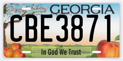 GA license plate CBE3871