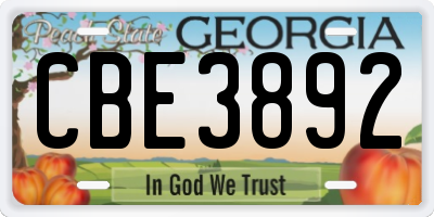 GA license plate CBE3892