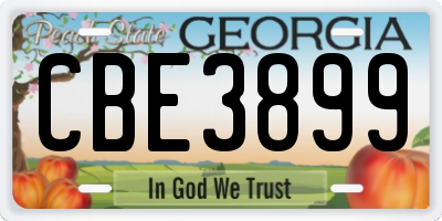 GA license plate CBE3899