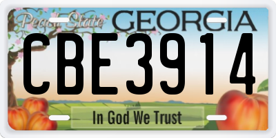 GA license plate CBE3914