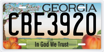 GA license plate CBE3920