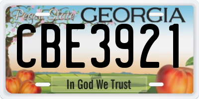 GA license plate CBE3921