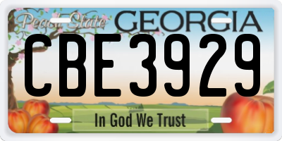 GA license plate CBE3929