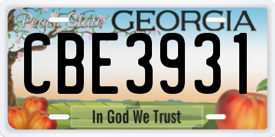 GA license plate CBE3931