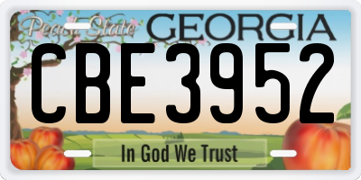 GA license plate CBE3952