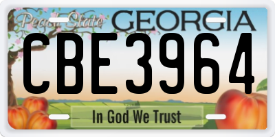 GA license plate CBE3964