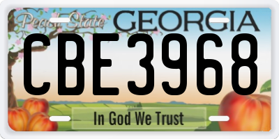 GA license plate CBE3968