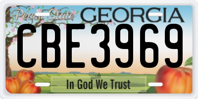 GA license plate CBE3969