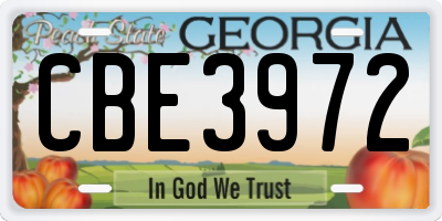 GA license plate CBE3972