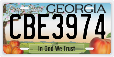 GA license plate CBE3974