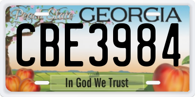 GA license plate CBE3984