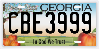GA license plate CBE3999
