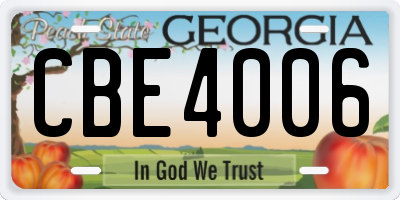 GA license plate CBE4006