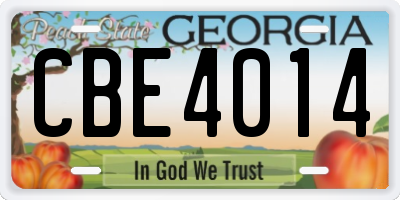 GA license plate CBE4014