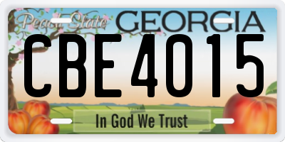 GA license plate CBE4015