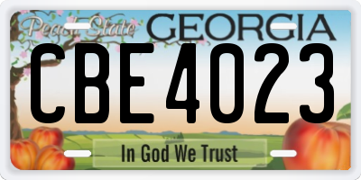 GA license plate CBE4023