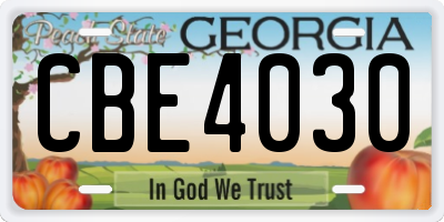 GA license plate CBE4030