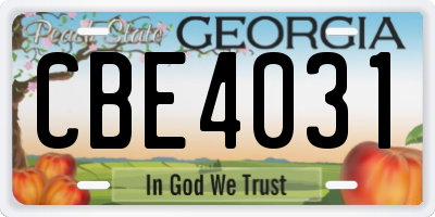 GA license plate CBE4031