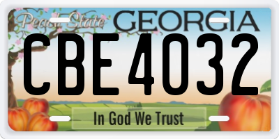 GA license plate CBE4032