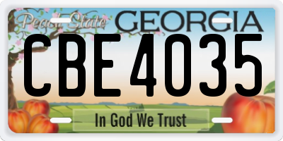GA license plate CBE4035