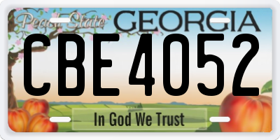GA license plate CBE4052