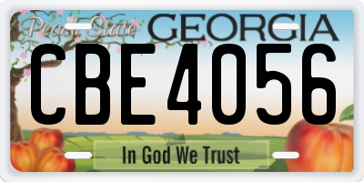 GA license plate CBE4056