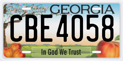GA license plate CBE4058