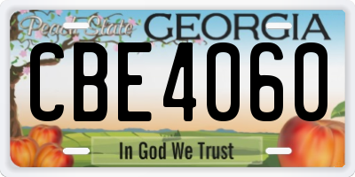 GA license plate CBE4060