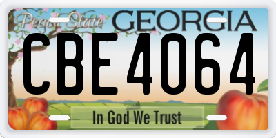 GA license plate CBE4064