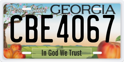 GA license plate CBE4067