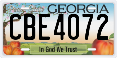 GA license plate CBE4072