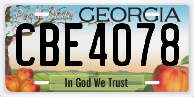 GA license plate CBE4078