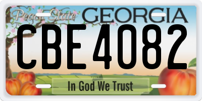 GA license plate CBE4082