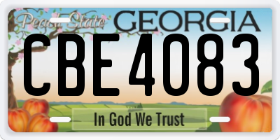 GA license plate CBE4083