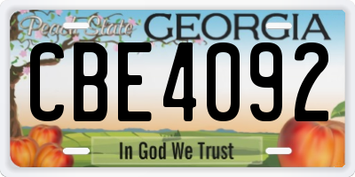 GA license plate CBE4092