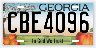 GA license plate CBE4096