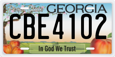 GA license plate CBE4102