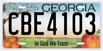 GA license plate CBE4103