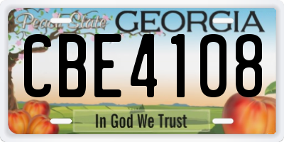GA license plate CBE4108