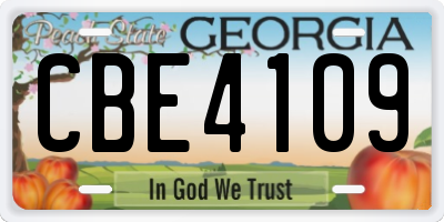 GA license plate CBE4109