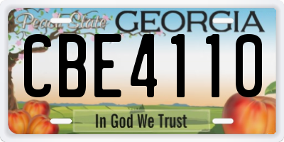 GA license plate CBE4110