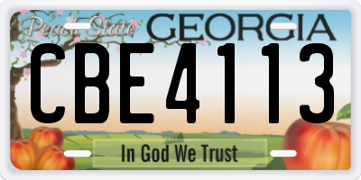 GA license plate CBE4113