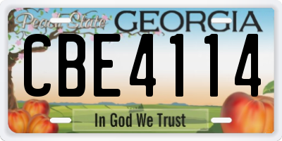 GA license plate CBE4114