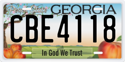 GA license plate CBE4118