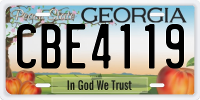 GA license plate CBE4119