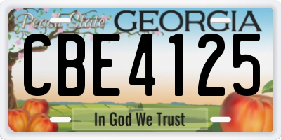 GA license plate CBE4125