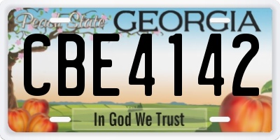 GA license plate CBE4142