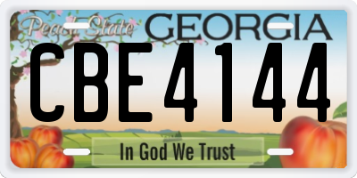 GA license plate CBE4144