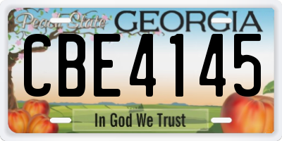GA license plate CBE4145