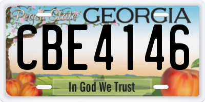 GA license plate CBE4146